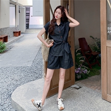 新品~牛仔短裤套装两件套2C323-1162-P135-K228，女装套装/套裙，2C323