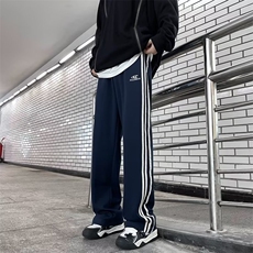 三条杠束脚裤子男款春秋季高街潮牌抽绳卫裤HK129P36，男装休闲裤，星座1116-2