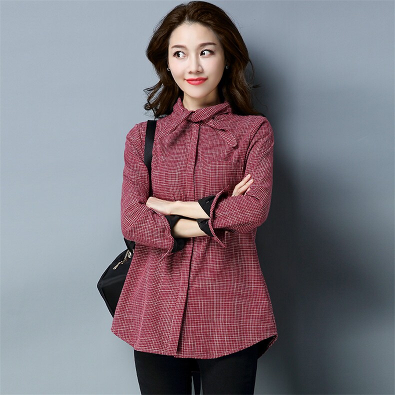 中长款排多扣棉布直筒格子2025年冬季加绒立领衬衣复古秋冬衬衣，女装衬衫，风姿绰