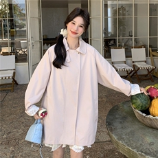 现货新款26春装清新粉色休闲韩版中长风衣2B153-7003-P155-K248，女装风衣，2B153