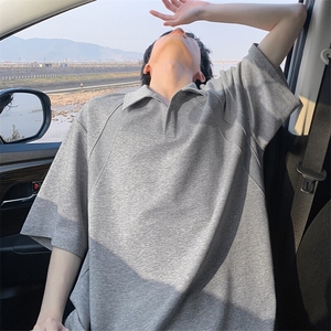 特批P30无差价夏季休闲纯色曼巴棉亨利领大码五分袖T恤男T5370图片