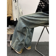 春季新款直筒牛仔裤男宽松潮牌美式复古长裤N723-P45，男装牛仔裤，星座308B-2