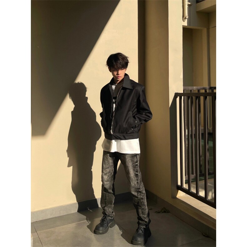 【有货】设计感拼接夹克外套男美式潮牌短款上衣HT95CC-特P65,男装夹克,星座1007（原301D）