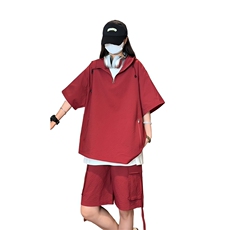 量大优供视频泡泡纱夏款连帽套装短袖短裤男XH74TZ-特P60，男装牛仔裤，电商B367