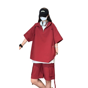 量大优  供视频 泡泡纱夏款连帽套装短袖短裤男XH74TZ-特P60图片