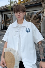 ！2025夏季新款男士新中式短袖衬衫免烫风衬衣CS102特P33，男装衬衫，电商B220