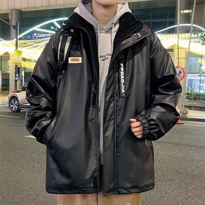特批P100无差价冬季美拉德风PU皮棉服男加棉加厚高街皮衣外套M91图片
