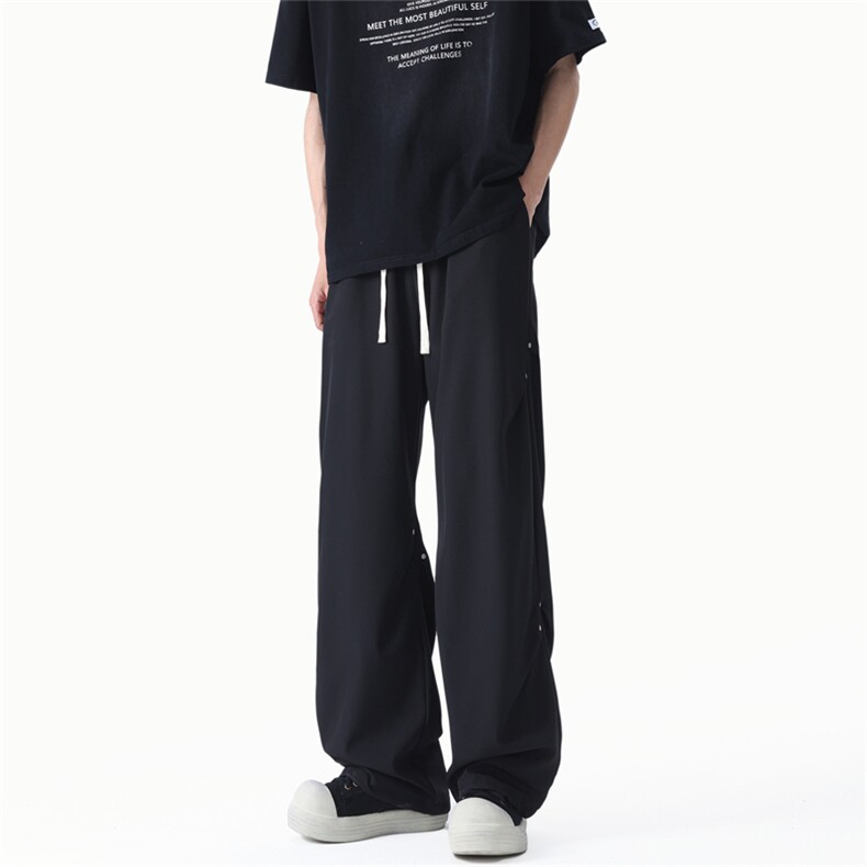黑色铆钉伐木裤工装美式高街宽松直筒休闲裤cleanfit裤子K722P55,男装休闲裤,星座506-1