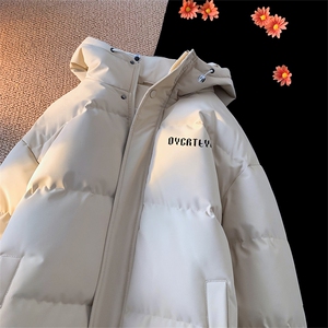 棉衣男冬季新款港风宽松羽绒棉连帽面包服学生棉服MF180-P69(现货,悠闲穿搭微胖学生图片