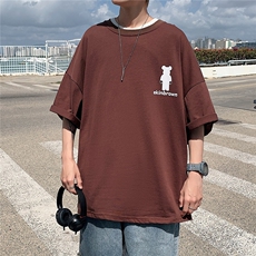1港风小熊印花休闲情侣日系潮大码M-5XL短袖T恤男DT7736P25控38，男装T恤，星座226-2