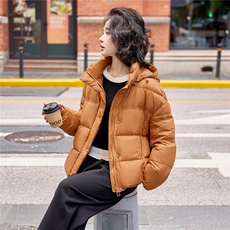 粉色现货新款冬装90白鸭绒羽绒服女小个子龟背短款加厚外套，女装羽绒服，梦懿尔