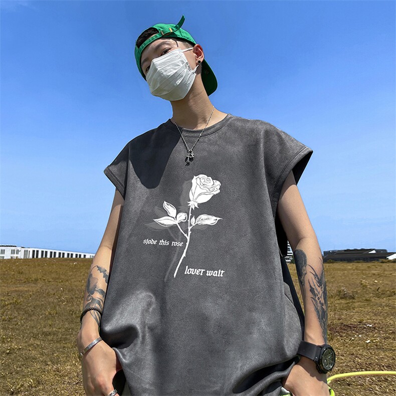 量大优供视频得物直播品220克夏季麂皮绒背心无袖T恤BJ213,男装T恤,电商A486