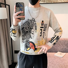 毛衣男士秋冬季加厚潮个性针织衫2024年新款圆领打底线衣男M841，男装针织衫/毛衣，星座1116A-2（原606A-1）