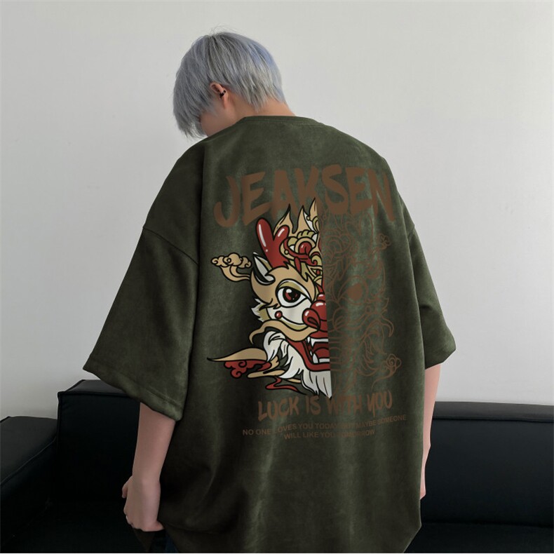 得物抖音直播麂皮绒风动漫印花宽松短袖djp325-特批23控39,男装T恤,星座605(原A050)
