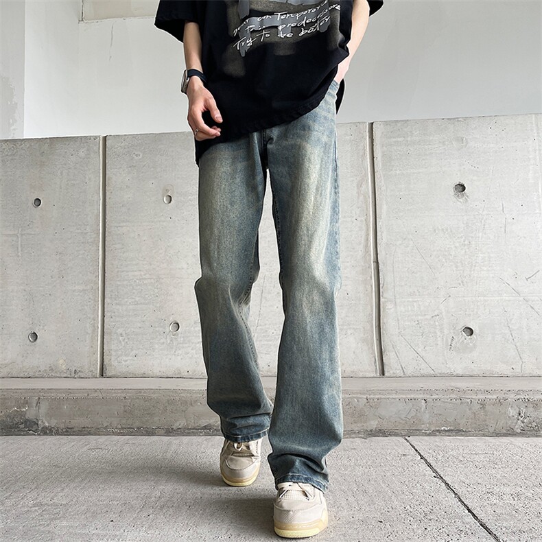 牛仔裤男夏季ins高街美式小众垂坠感百搭阔腿裤N1072-P45,男装牛仔裤,星座308B-2