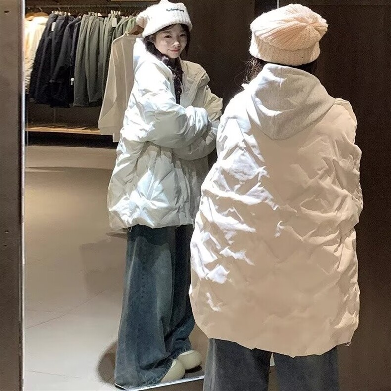 菱形格设计感小众潮牌保暖冬季新款棉服外套百搭立领面包服女,男装棉衣,星座1210-1
