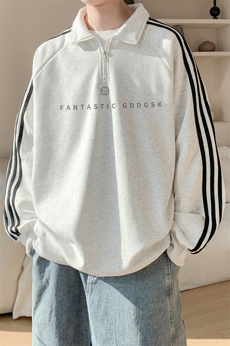 华棉内景秋冬新款宽松polo领卫衣男潮港风大码WY00666/P50加绒P55,男装卫衣,电商B316