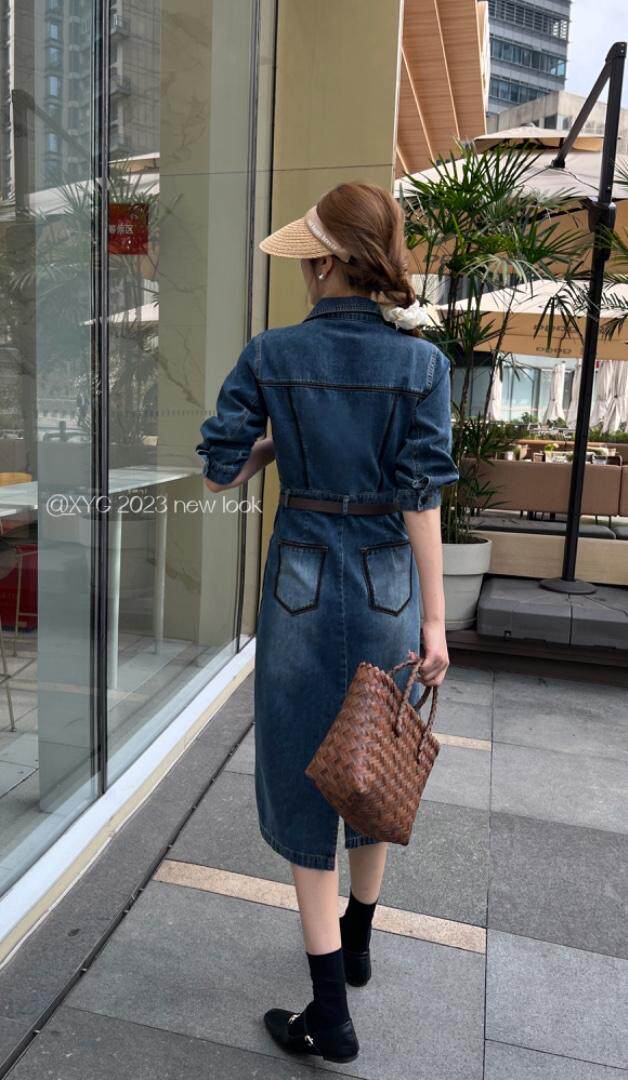 牛仔连衣裙，女装连衣裙，幸运阁