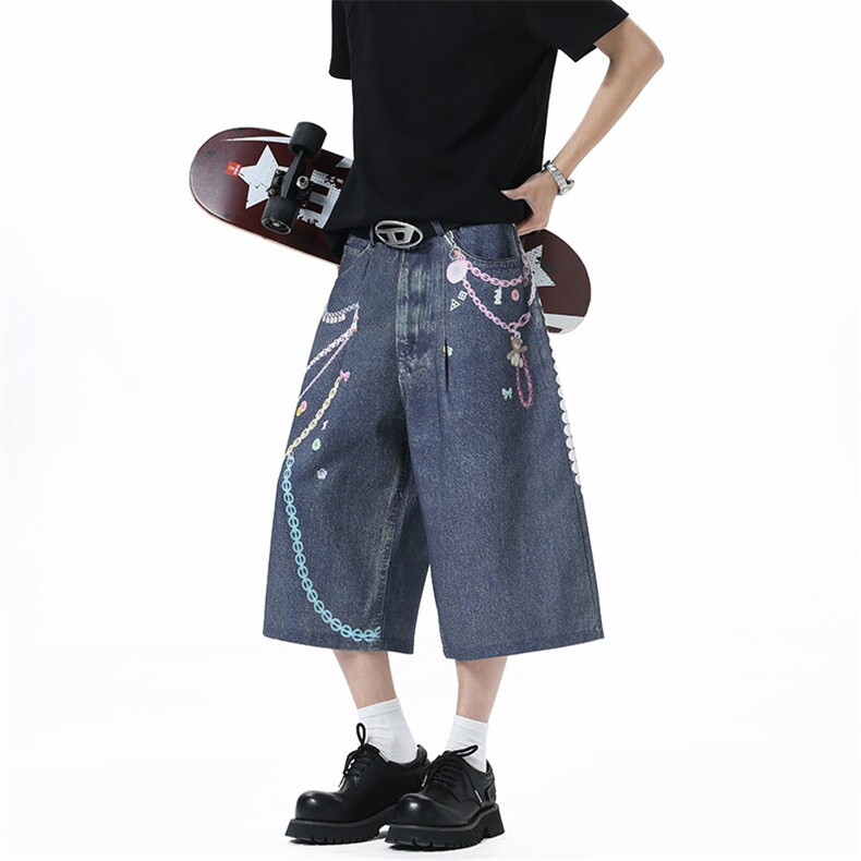 (现货)611-3BK3039特价P5260.6棉39.4聚酯纤维3D印花七分短裤,男装牛仔裤,星座1218（原611-3）