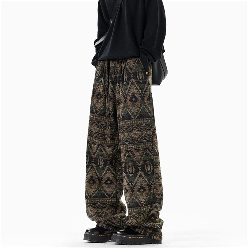 新款复古提花毛呢大码百搭民族风拖地休闲裤男K5685-特P50控98，男装休闲裤，电商A001-1