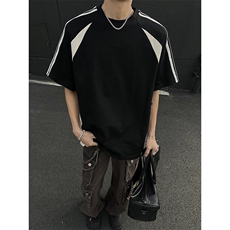 抖音得物二开品质240克宽松纯棉美式潮牌高街痞帅短袖T恤YQ42，男装T恤，电商A486-1