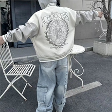 美式高街潮牌字母棒球服男女春秋季街头印花拼接飞行员夹克情侣，男装夹克，星座516A