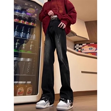 美式复古高街水洗微喇cleanfit牛仔裤男春秋设计感裤子XA1522-P48，男装牛仔裤，星座1008