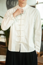 2021春季新款男装中国风衬衫中式盘扣唐装外套汉服上衣白C06，男装衬衫，电商B277(原6028)