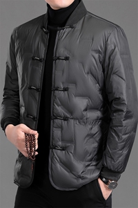 常货冬男士羽绒服唐装白鸭绒中老年风唐装轻薄羽绒服外套图片
