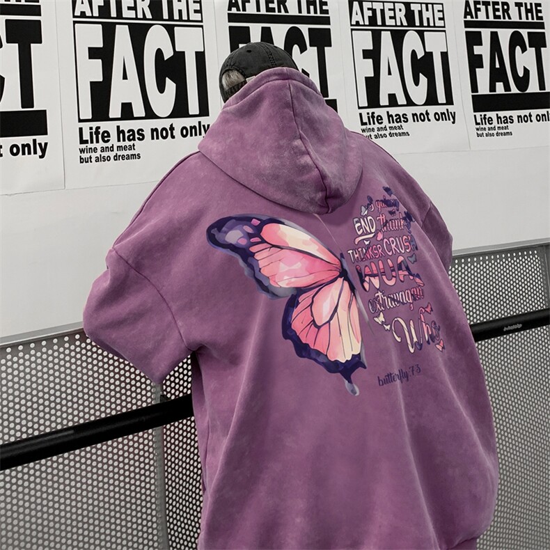 美式重磅水洗复古连帽卫衣潮流大码潮牌做旧XZ517A-BK6677-P68，男装卫衣，星座517A