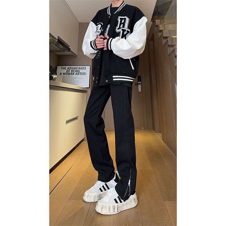现货秋冬渐变拉链黑色直筒大码修身牛仔裤男K5804-K5805-P50,男装牛仔裤,星座205