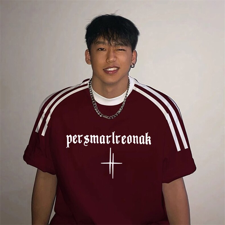 夏季美式高街重磅纯棉三条杠织带撞色男女短袖T恤ZD301-特P30,男装T恤,电商A486