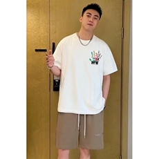 趣味色彩涂鸦重磅圆领短袖印花潮流新款情侣装体恤衫宽松百搭，男装T恤，星座1506A