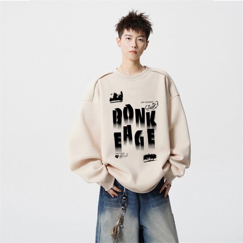 得物供货、重磅420克现货圆领卫衣宽松HD019-1-WY2552LL-P35,男装卫衣,电商019-1