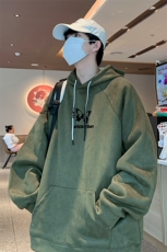 港风抖音直播得物高品质宽松麂皮绒连帽卫衣W6208P48，男装卫衣，电商C408-1(原B339-1)