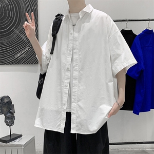 短袖衬衫纯棉夏季五分袖港风潮牌休闲衬衣服 A436-0601-P4560图片