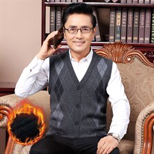 春秋季无袖开衫男爸爸装印花针织衫中老年人爷爷冬季毛衣2023新款，男装针织衫/毛衣，电商B212（原钱塘6029）
