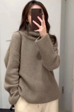 王菲同款高领羊毛衫女宽松显瘦百搭毛衣秋冬新款韩版时尚针织衫，女装羊毛衫，泰沅羊绒