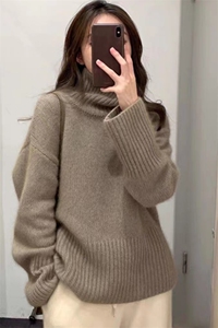 王菲同款高领羊毛衫女宽松显瘦百搭毛衣秋冬新款韩版时尚针织衫图片