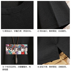 Q11250-P30京剧脸谱风春夏季七分袖t恤男大码五分袖男砖墙，男装T恤，电商A040A