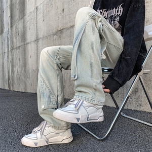 美式牛仔裤男款春季水洗做旧小众黄泥染长裤A061-YJ6724-P65控88图片
