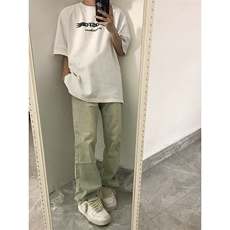 B221美式ins高街小众百搭纯色微喇牛仔裤LK22087-P55控78，男装牛仔裤，电商B221