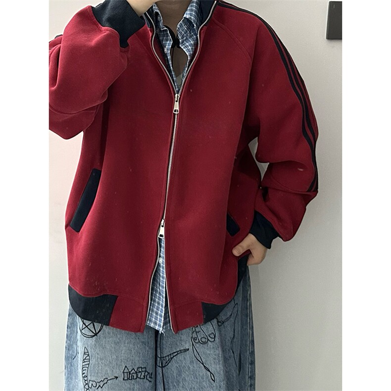 抖音得物高品质美式高街重磅结构设计拼接织带立领卫衣外套CM42，男装卫衣，电商A486