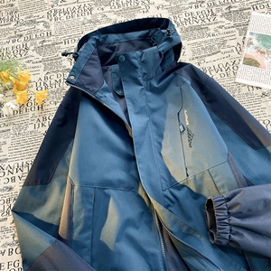 港风连帽冲锋衣情侣外套防风防水登山服撞色夹克男JH-JK1818-P50图片