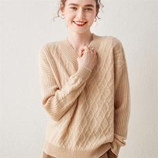 优雅百搭V领羊绒衫秋冬新款舒适时尚女装毛衣显瘦保暖针织衫，女装羊绒衫，雅之冉羊绒