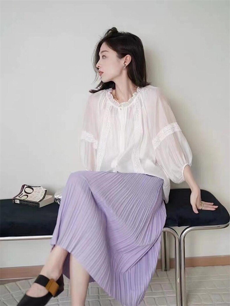 2022秋装新款中袖七分袖蕾丝衬衣爆单单品百搭，其它，泰靡(1F)
