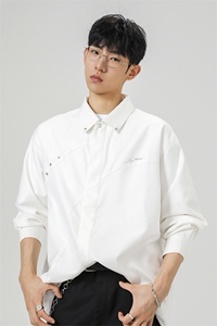 无影墙金属星星点缀立体裁剪大码M-5XL长袖衬衫男CS78078P49控88图片