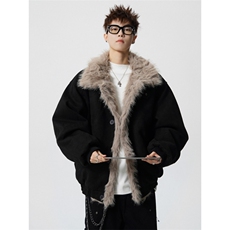 706-LK8181-P118现货冬季座山雕加厚棉服大翻领毛绒外套，男装棉衣，星座706