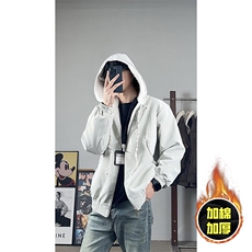 现货高品质美式高街重磅座山雕连帽pu皮棉衣男女加厚毛毛绒冬外套，男装皮衣，电商A486-1