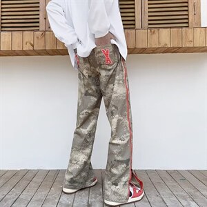 男ns潮牌港风休闲裤纯棉迷彩长裤ZA02P43图片